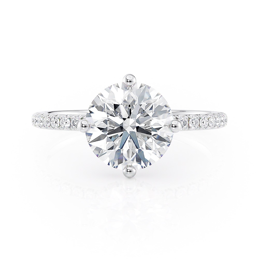 14K White Gold Compass Hidden Halo Ring