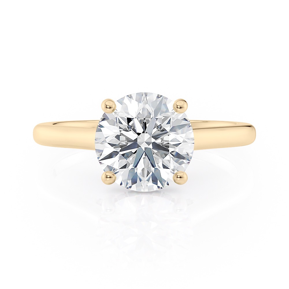 18K Yellow Gold Hidden Halo Cathedral & Diamond Bridge Engagement Ring