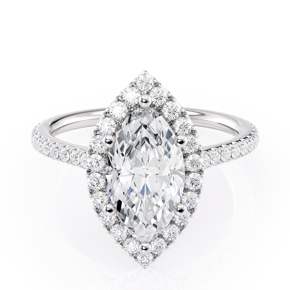 Platinum Petite Marquise Halo Engagement Ring