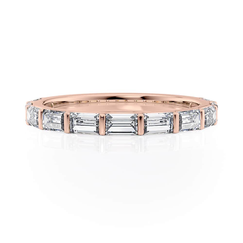 14K Rose Gold Bar Set Baguette Band
