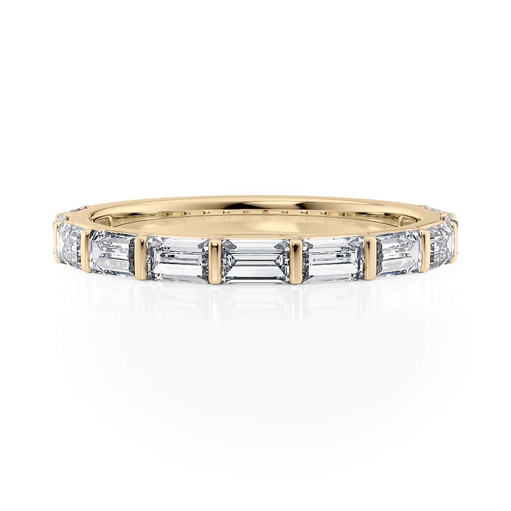 18K Yellow Gold Bar Set Baguette Band