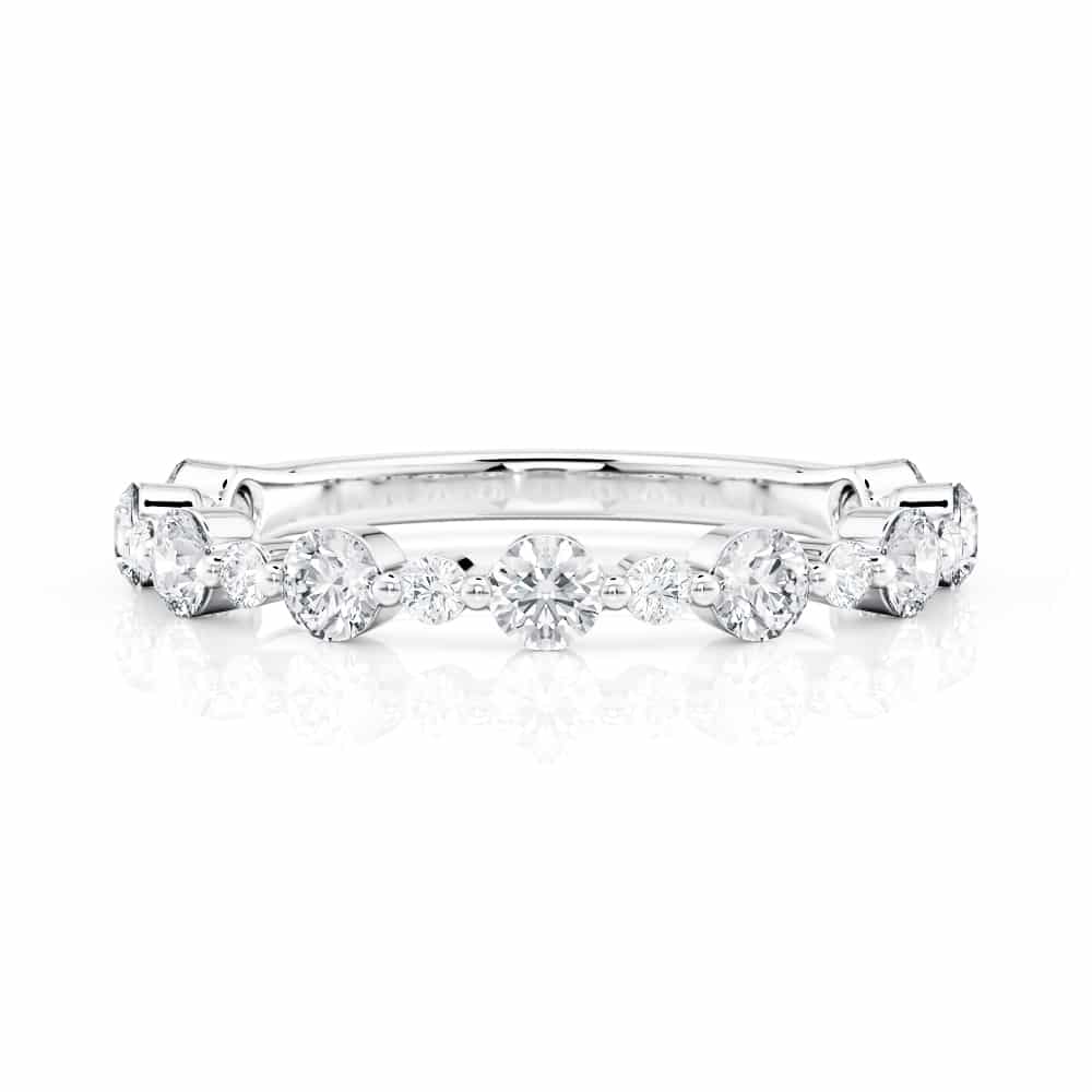Platinum Alternating Big Small Diamond Wedding Band