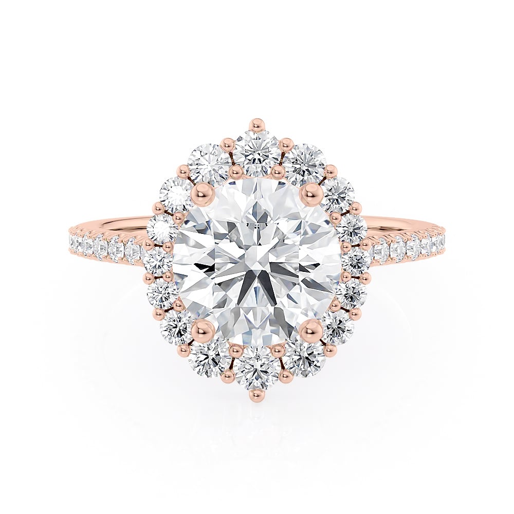 14K Rose Gold North To South Halo Ring