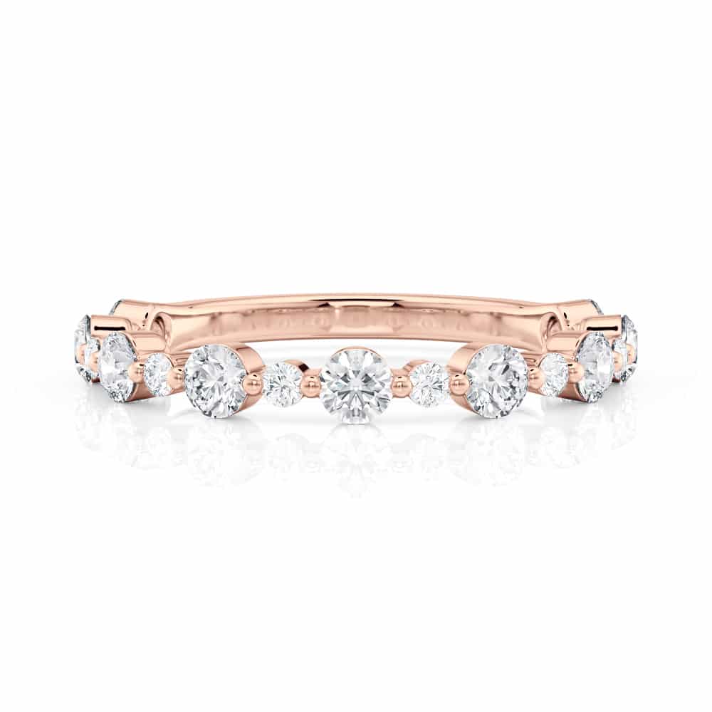 14k Rose Gold Alternating Big Small Diamond Wedding Band