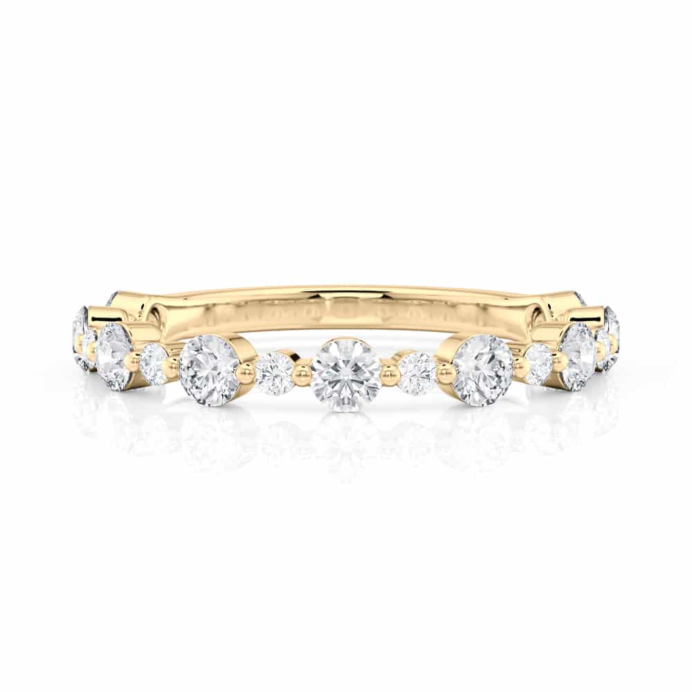 14k Yellow Gold Alternating Big Small Diamond Wedding Band