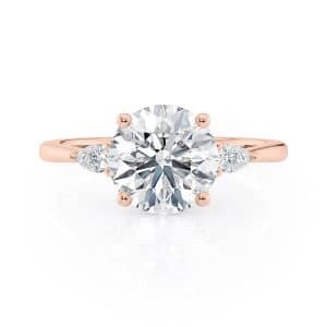 14K ROSE Gold Basket Three Stone Pear Diamond Engagement 14K ROSE Gold Basket Three Stone Pear Diamond Engagement