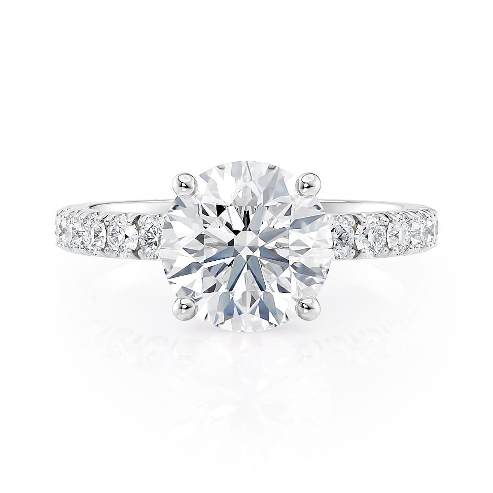 Platinum Scalloped Pave Engagement Ring
