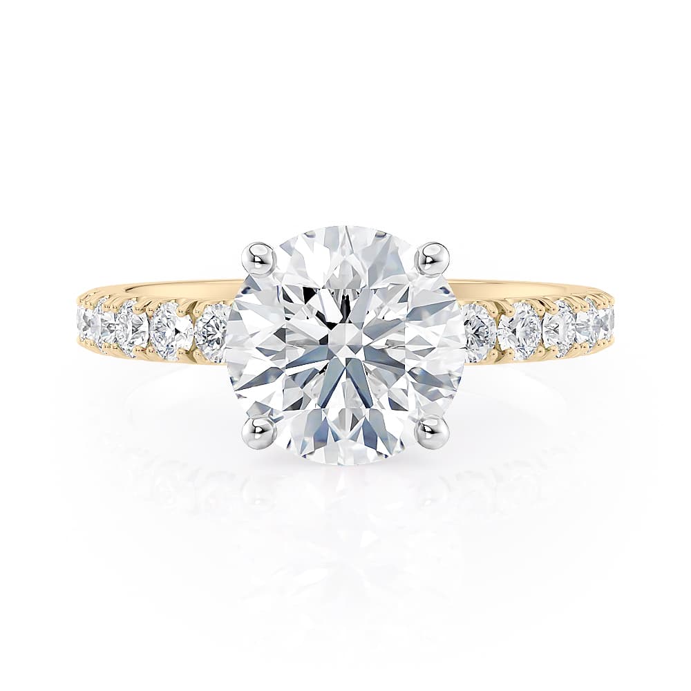 18K Yellow Gold Scalloped Pave Engagement Ring