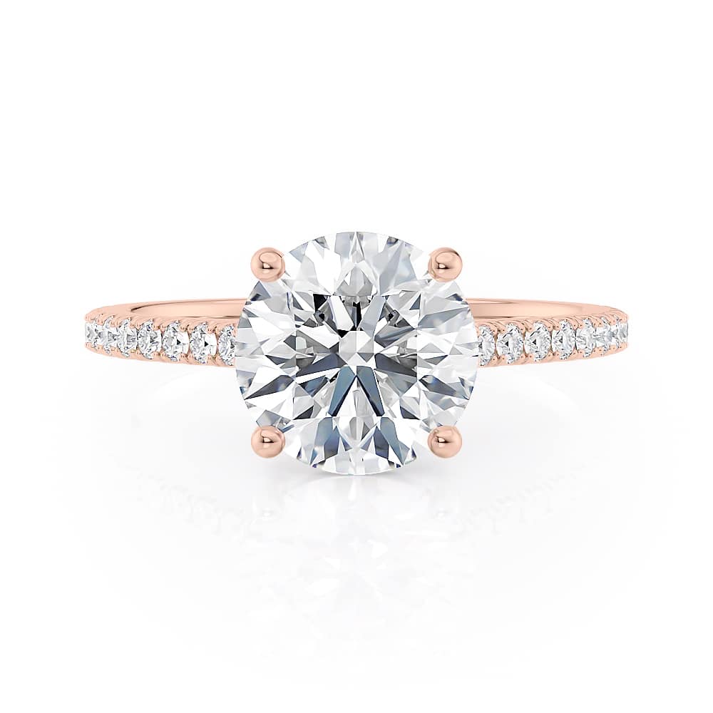 14K Rose Gold Petite Cathedral Engagement Ring