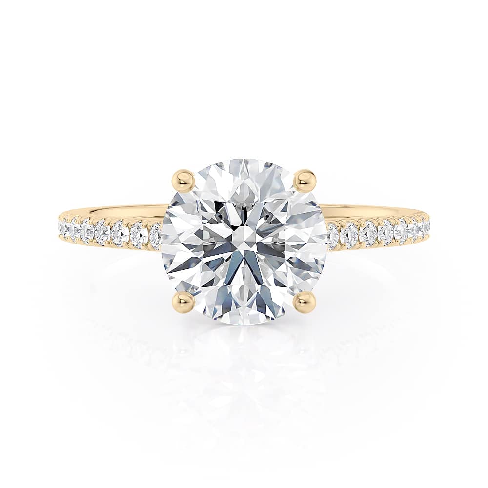 14K Yellow Gold Petite Cathedral Engagement Ring
