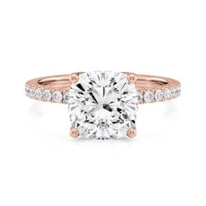 14K Rose Gold Petite Tulip Cushion Pave Engagement Ring 14K Rose Gold Petite Tulip Cushion Pave Engagement Ring