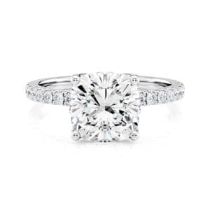 14K White Gold Petite Tulip Cushion Pave Engagement Ring 14K White Gold Petite Tulip Cushion Pave Engagement Ring
