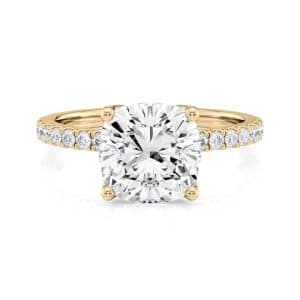 14K Yellow Gold Petite Tulip Cushion Pave Engagement Ring 14K Yellow Gold Petite Tulip Cushion Pave Engagement Ring