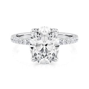 Platinum Gold Petite Tulip Oval Pave Engagement Ring Platinum Gold Petite Tulip Oval Pave Engagement Ring