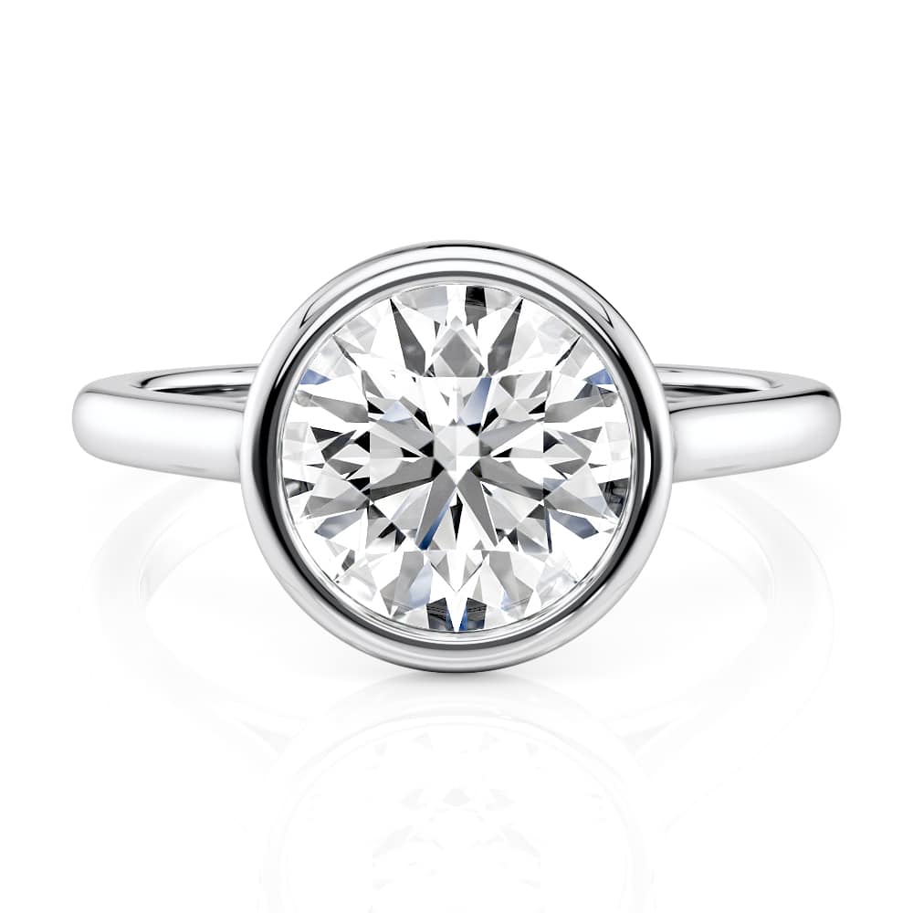 18K White Gold Round Bezel Solitaire