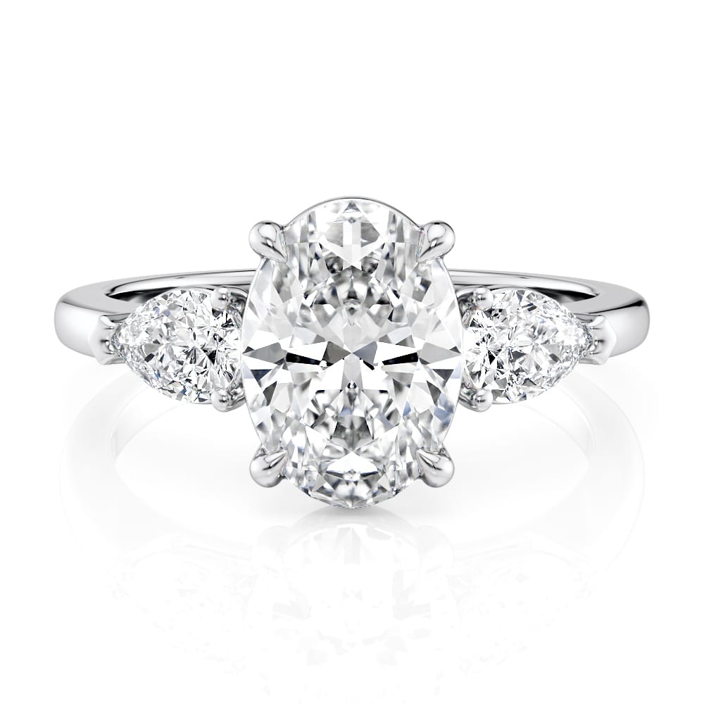 Platinum Three Stone Pear Diamonds Flush Fit Engagement Ring (0.50 CTW)
