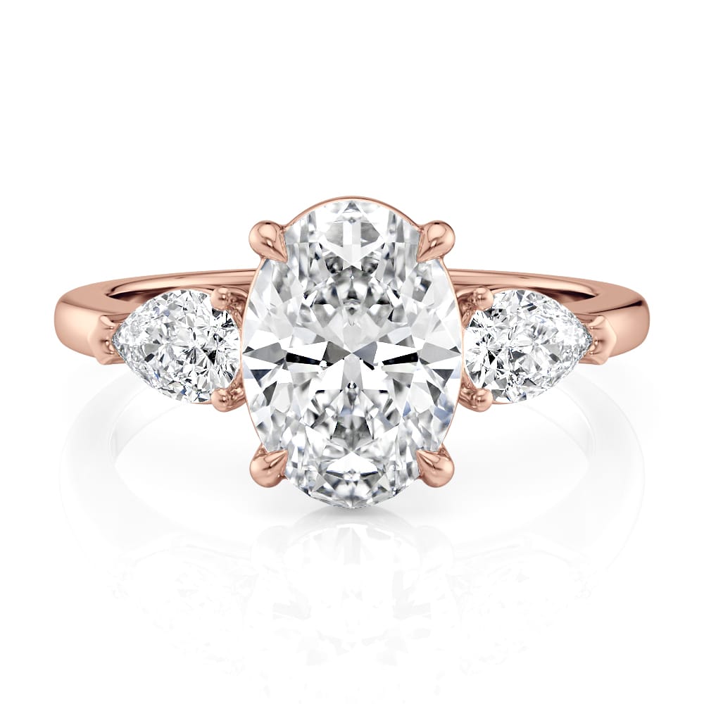 14K Rose Gold Three Stone Pear Diamonds Flush Fit Engagement Ring (0.50 CTW)
