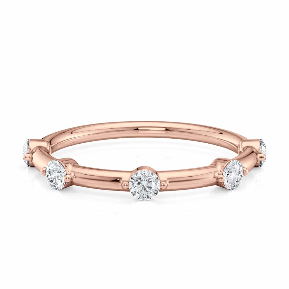 14k Rose Gold Spaced Round Diamond Wedding Band (0.28CTW)