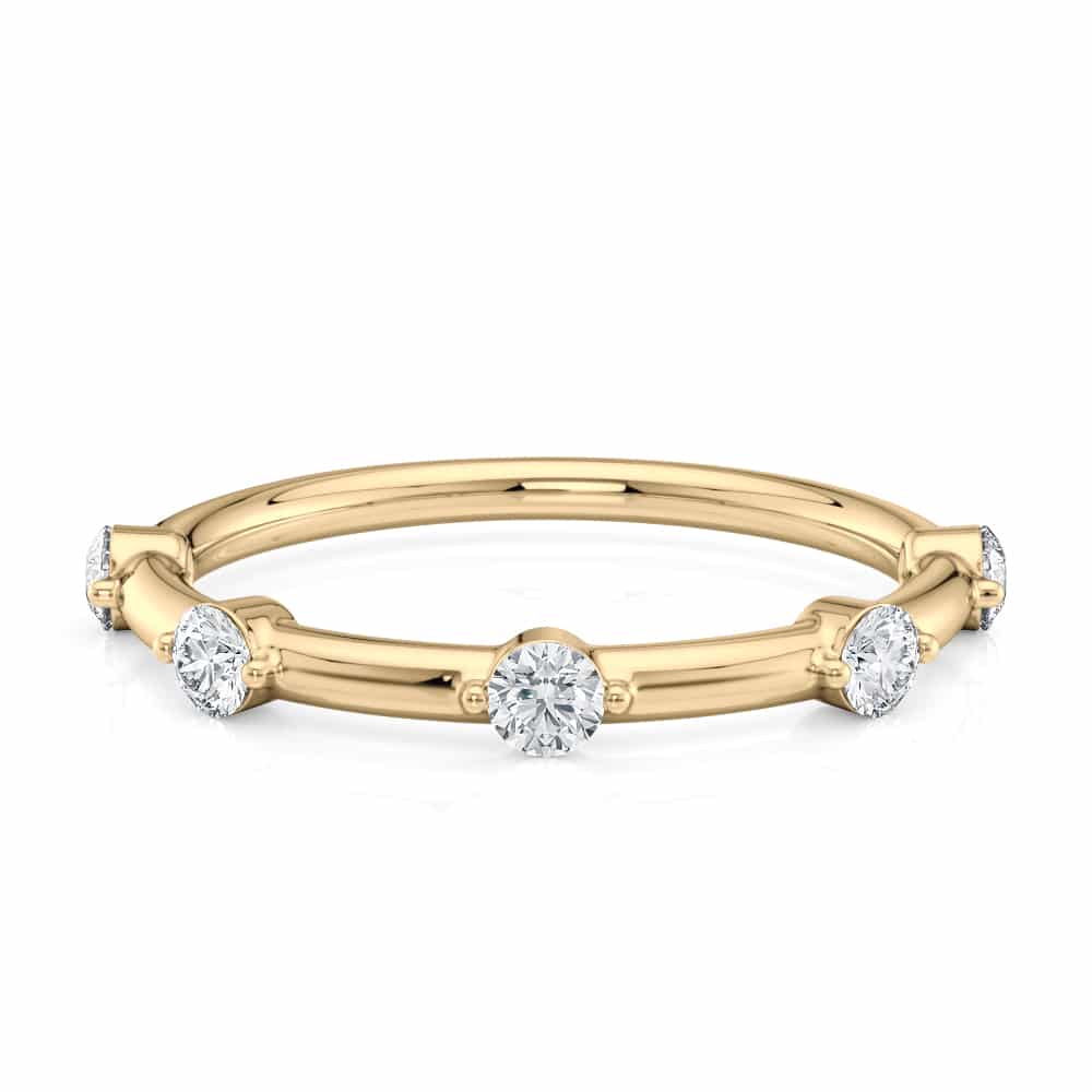 18k Yellow Gold Spaced Round Diamond Wedding Band (0.28CTW)