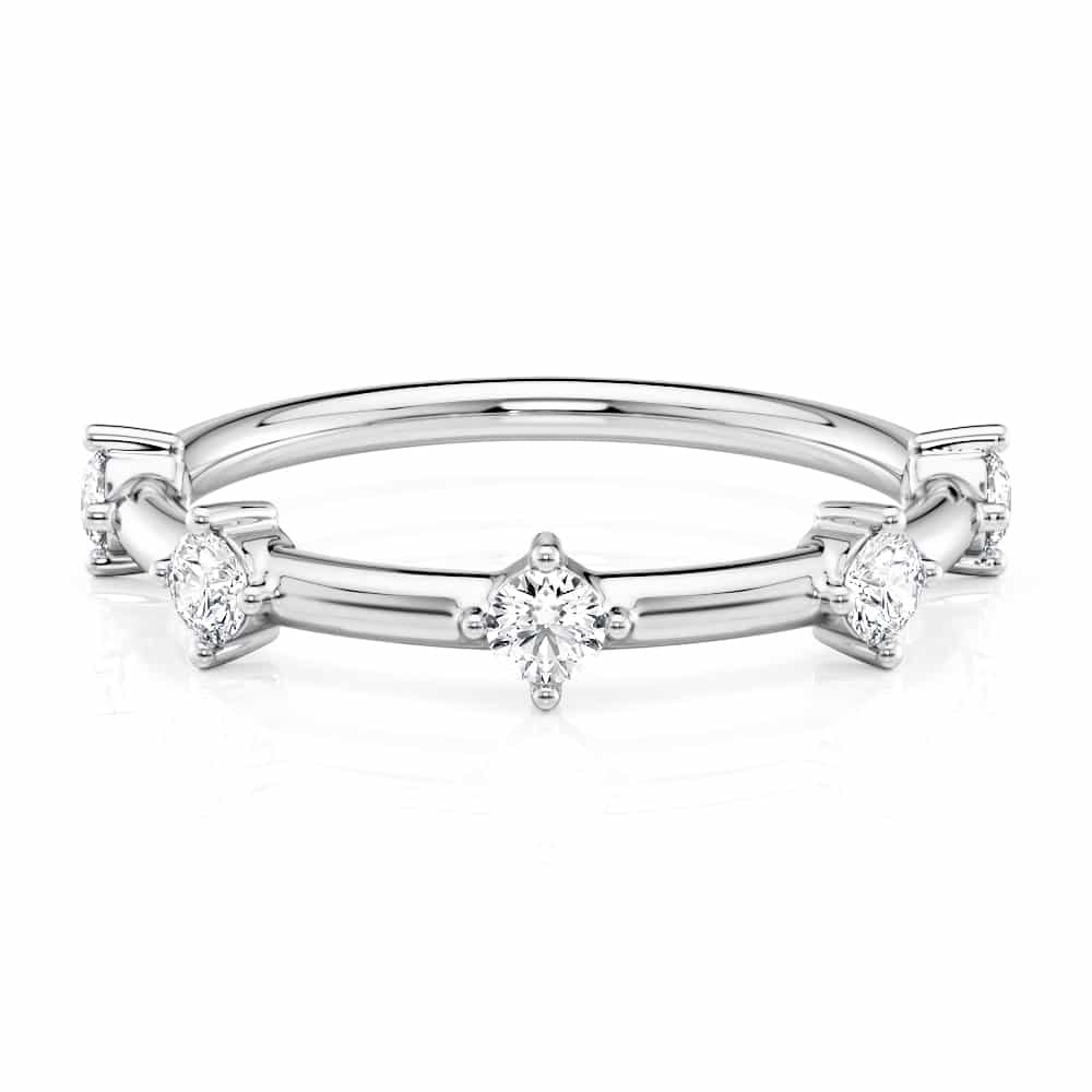 Platinum Compass Spaced Round Diamond Wedding Band (0.28CTW)