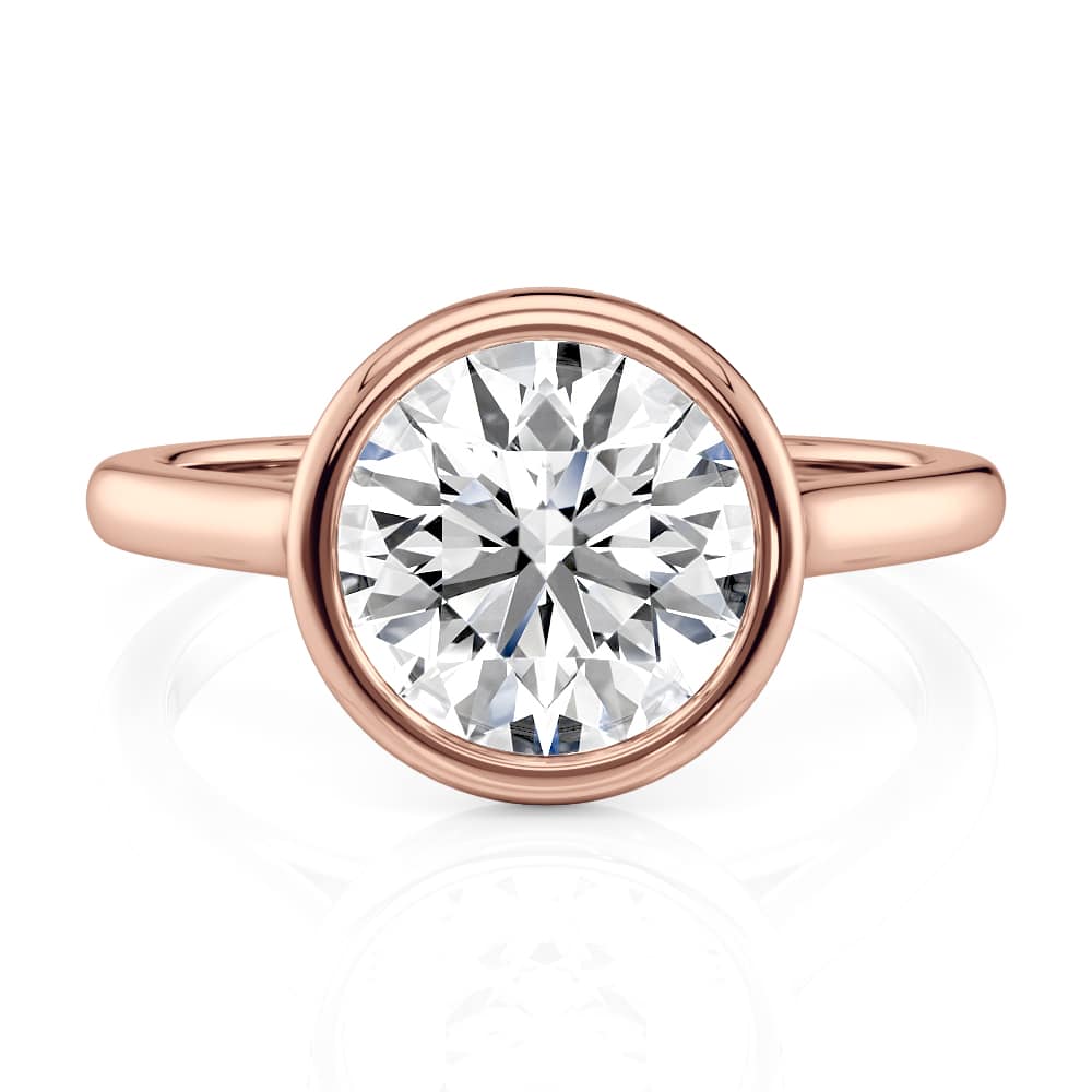 14K Rose Gold Round Bezel Solitaire
