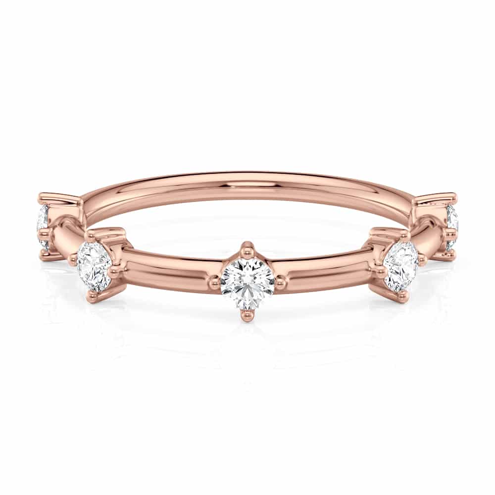 14k Rose Gold Compass Spaced Round Diamond Wedding Band (0.28CTW)