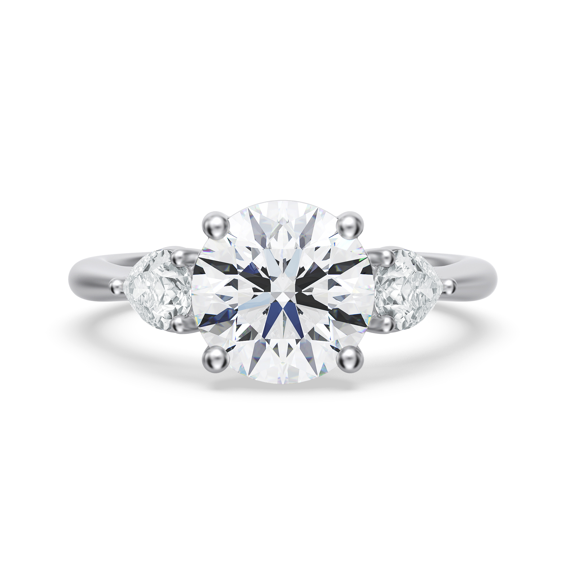 Platinum Tapered Three Stone With Pears Engagement Ring
