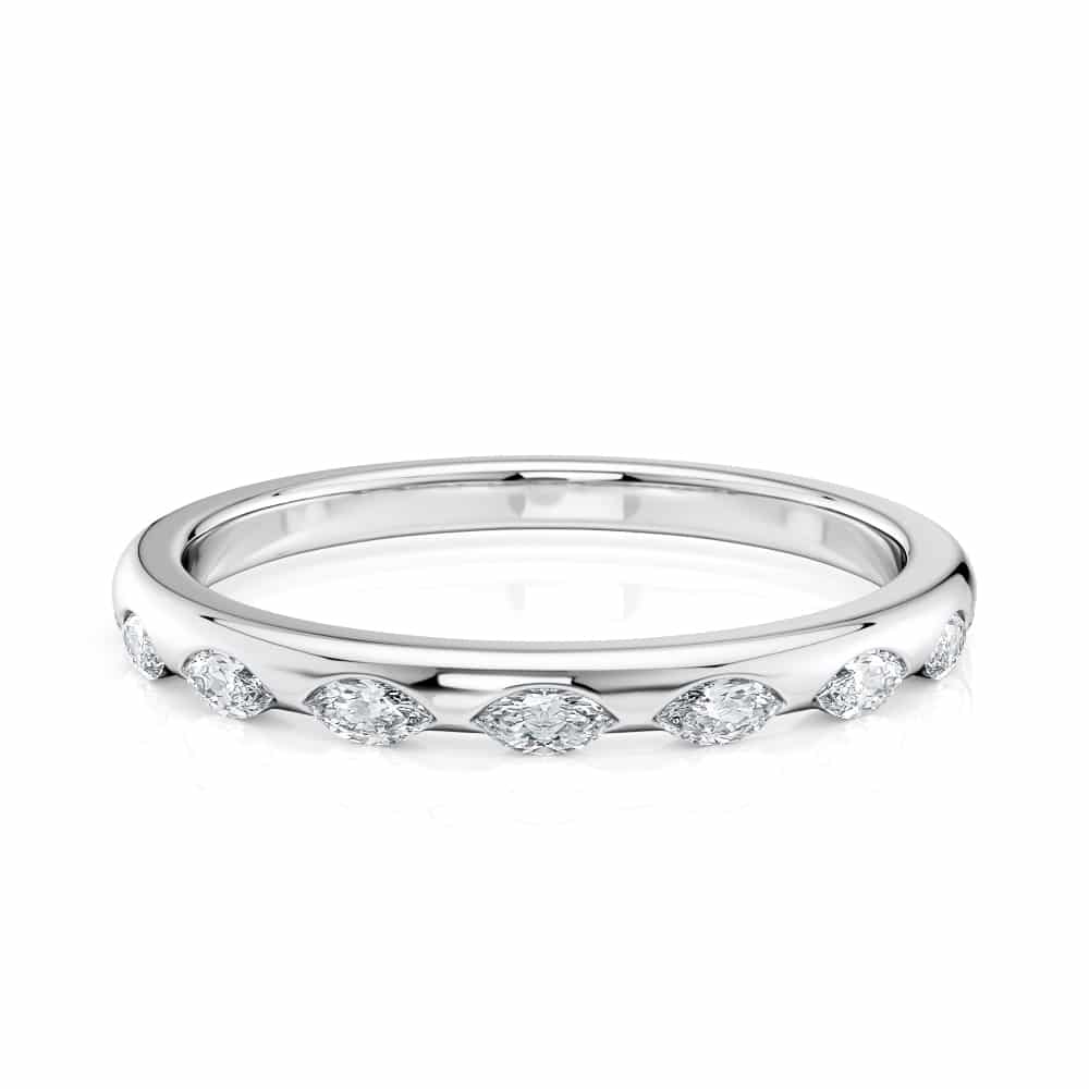 Platinum East/West Flush Set Marquise Band