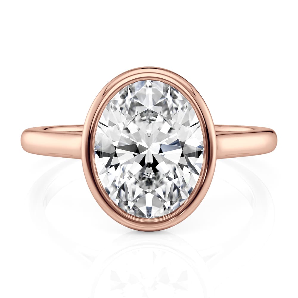 14K Rose Gold Oval Bezel Solitaire