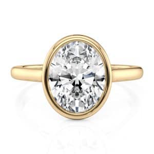 14K Yellow Gold Oval Bezel Solitaire