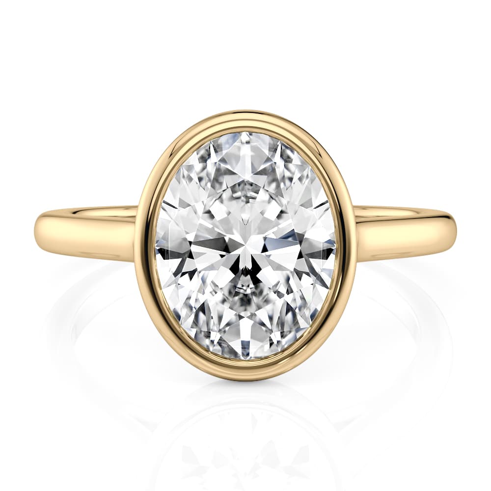 14K Yellow Gold Oval Bezel Solitaire