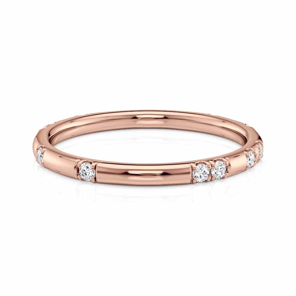 14k Rose Gold Sporadically Set Diamond Wedding Band (0.14CTW)