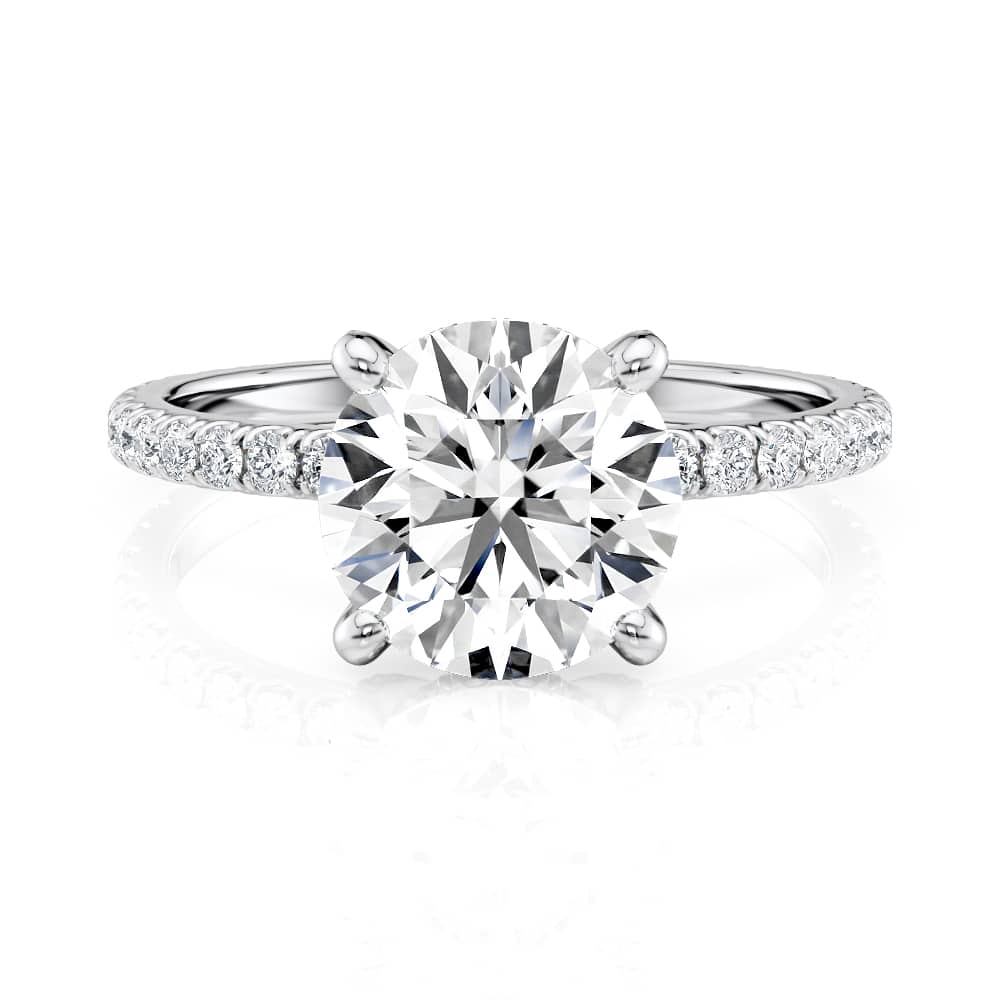 Platinum Diamond Prong's With Round Hidden Halo Ring