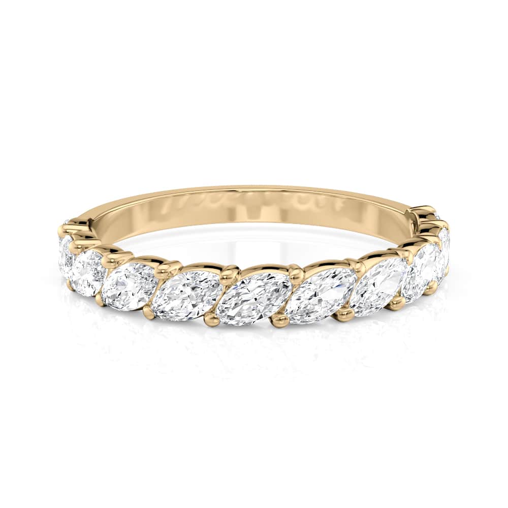 14K Yellow Gold Tilted Marquise Diamond band (0.68 CTW)