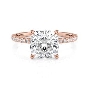 14K Rose Gold Petite Low Hidden Halo Cushion Engagement ring 14K Rose Gold Petite Low Hidden Halo Cushion Engagement ring