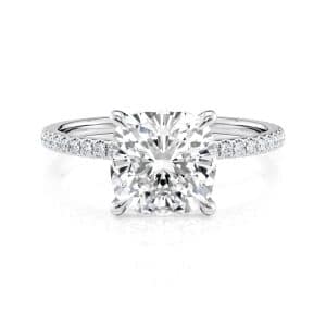 14K White Gold Petite Low Hidden Halo Cushion Engagement Ring 14K White Gold Petite Low Hidden Halo Cushion Engagement Ring