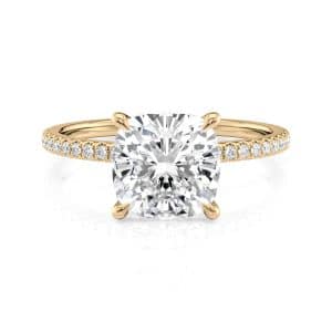 14K Yellow Gold Petite Low Hidden Halo Cushion Engagement ring 14K Yellow Gold Petite Low Hidden Halo Cushion Engagement ring