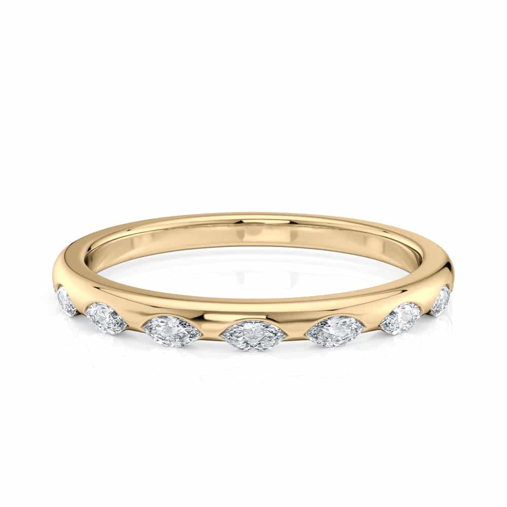 18k Yellow Gold East/West Flush Set Marquise Band