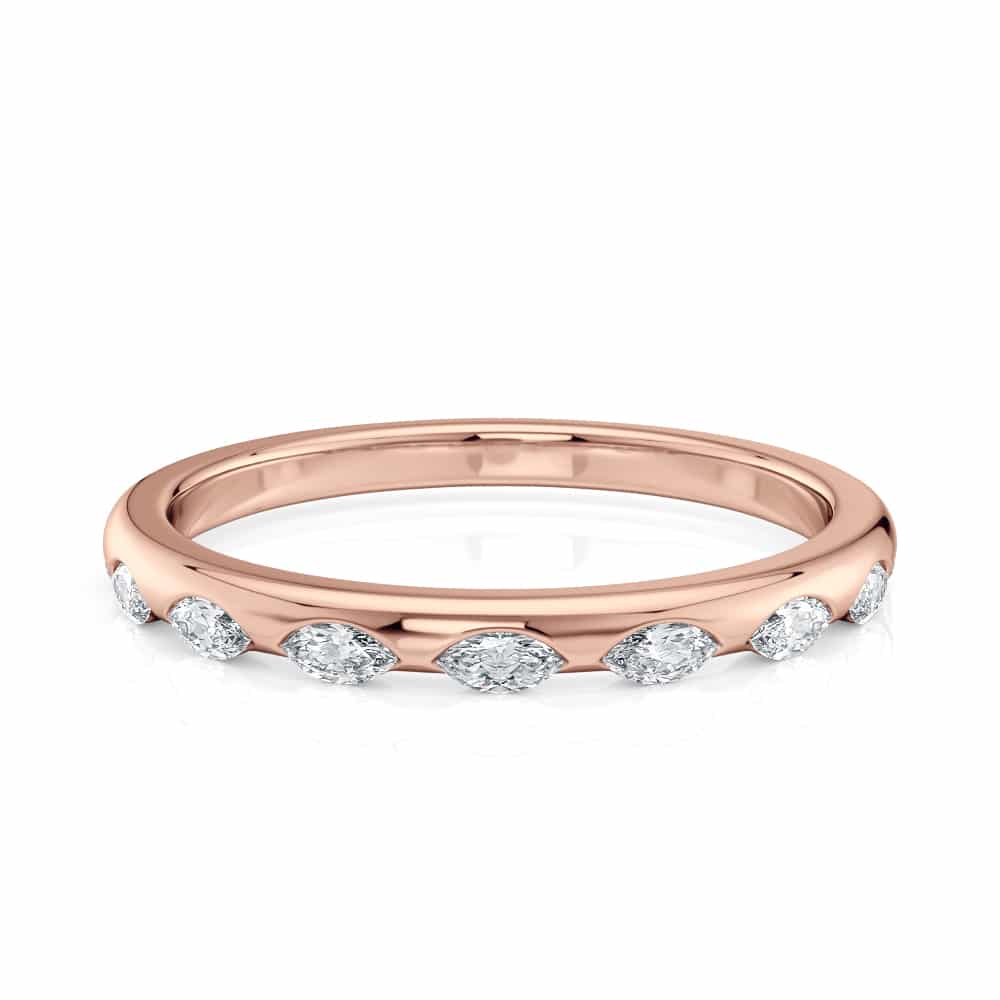 14k Rose Gold East/West Flush Set Marquise Band