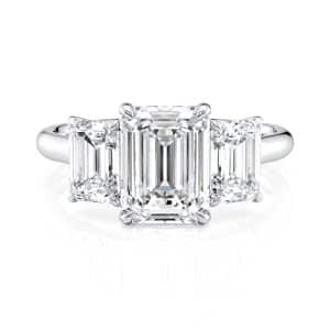14K White Gold Three Stone Emerald Cut Diamond Engagement Ring 14K White Gold Three Stone Emerald Cut Diamond Engagement Ring