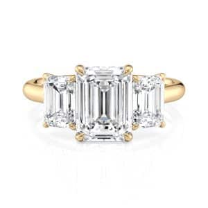 14K Yellow Gold Three Stone Emerald Cut Diamond Engagement Ring 14K Yellow Gold Three Stone Emerald Cut Diamond Engagement Ring