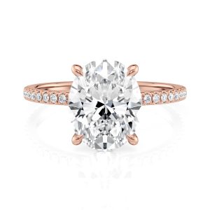 14K Rose Gold Petite Low Hidden Halo Oval Engagement Ring