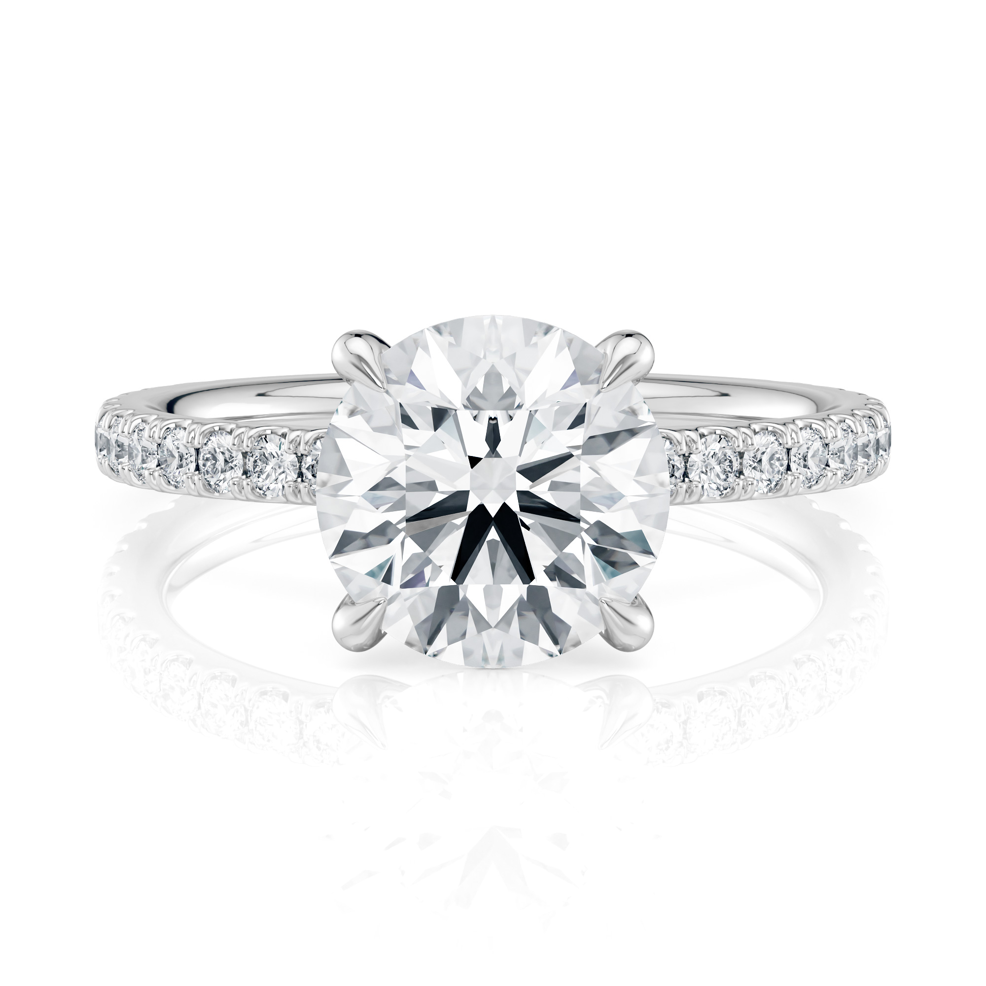 Platinum Floating V Prong Engagement Ring