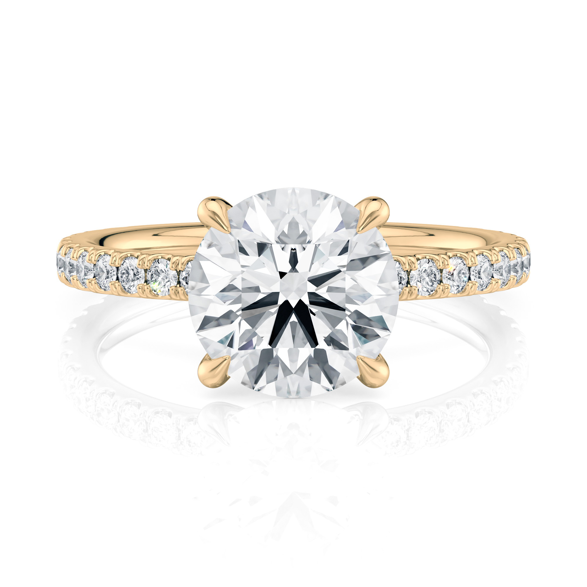 14K Yellow Gold Floating V Prong Engagement Ring