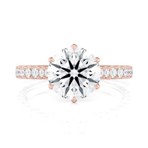 14K Rose Gold 6 Tulip Cathedral Pave Engagement ring With Surprise Diamonds 14K Rose Gold 6 Tulip Cathedral Pave Engagement ring With Surprise Diamonds