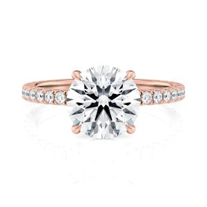 14K ROSE Gold Choker Hidden Halo Engagement Ring 14K ROSE Gold Choker Hidden Halo Engagement Ring