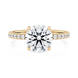 18K Yellow Gold Choker Hidden Halo Engagement Ring