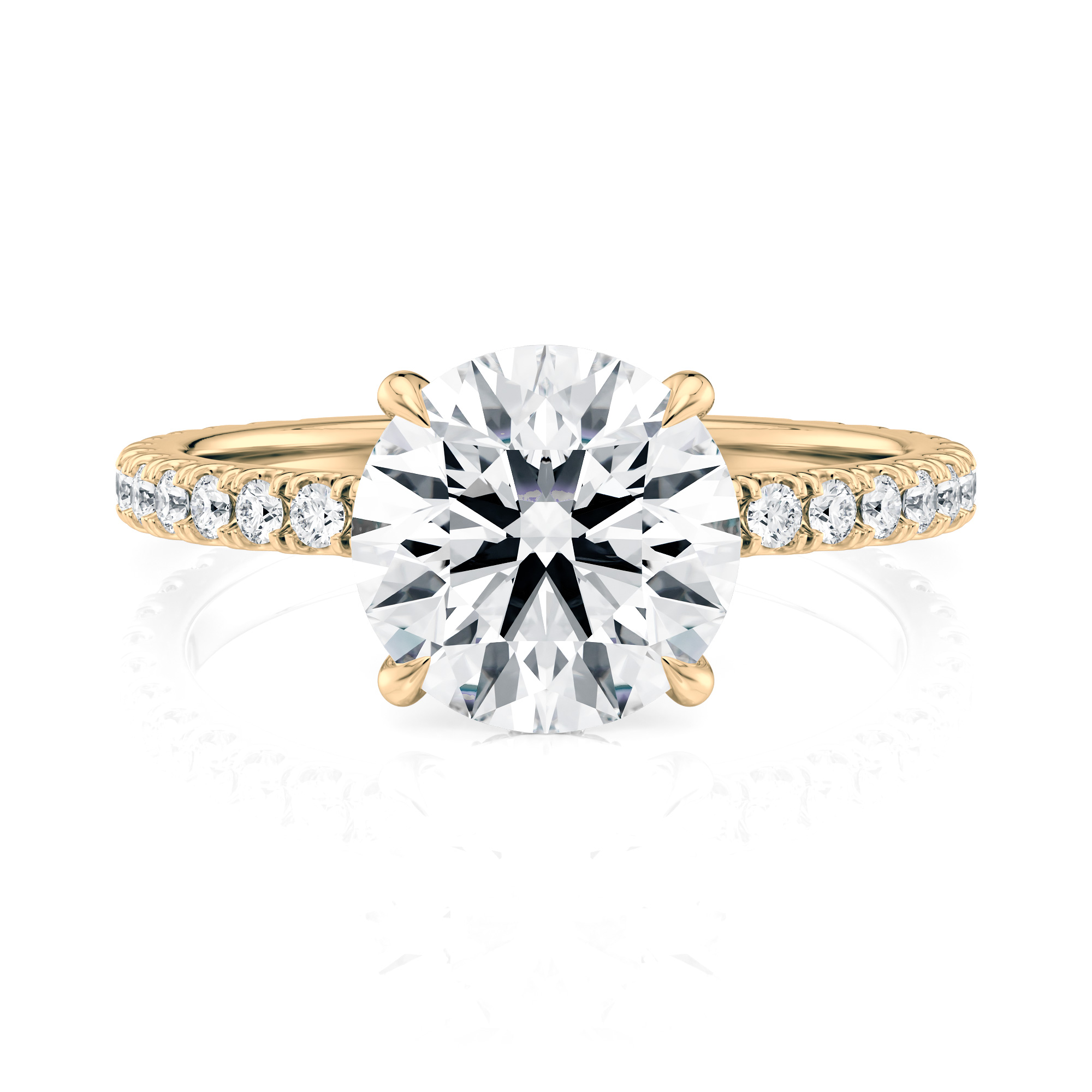 18K Yellow Gold Choker Hidden Halo Engagement Ring