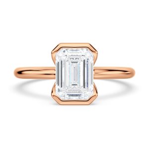 14K Rose Gold Half Bezel Emerald Solitaire Engagement Ring 14K Rose Gold Half Bezel Emerald Solitaire Engagement Ring