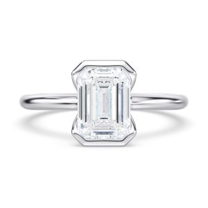 14K White Gold Half Bezel Emerald Solitaire Engagement Ring 14K White Gold Half Bezel Emerald Solitaire Engagement Ring